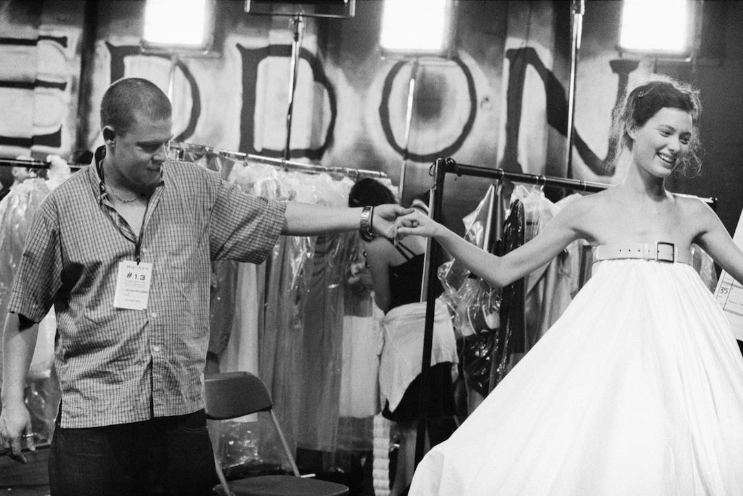 alexander mcqueen white dress spray paint